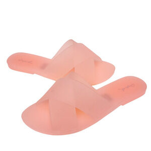 Qupid Jelly Sandals Size 6 Slides Womens Shoes Sandals Pink Flat Summer Beach